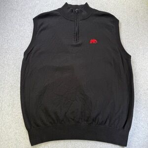 Alabama Crimson Tide Vest Sweater XL Black Quarter Zip The Locker Room Elephant‎